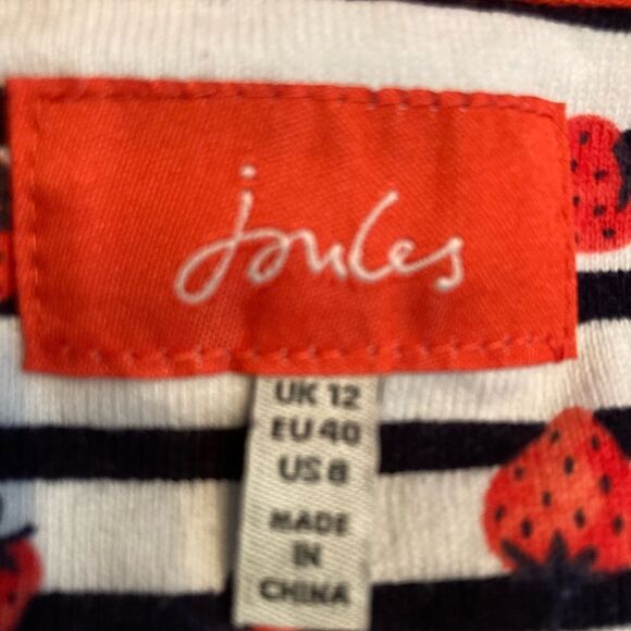 Joules NWOT heavy cotton sailor shirt w/pink strawberries French chic - Picture 8 of 11